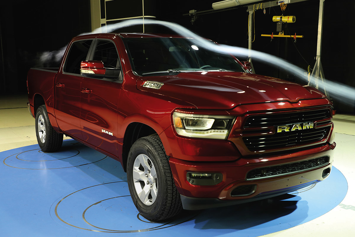 Red Ram 1500 demonstrating its Best-in-Class aerodynamics in a wind tunnel.