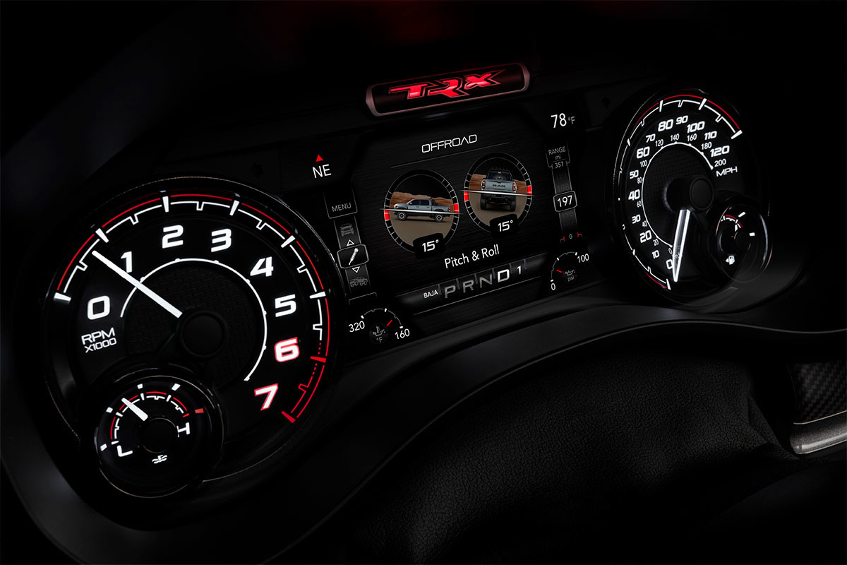 Front interior view of a 2023 Ram 1500 TRX.