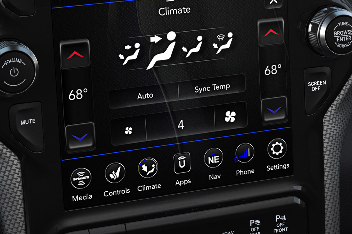 Close-up of climate control system of the new 2019 Ram 2500