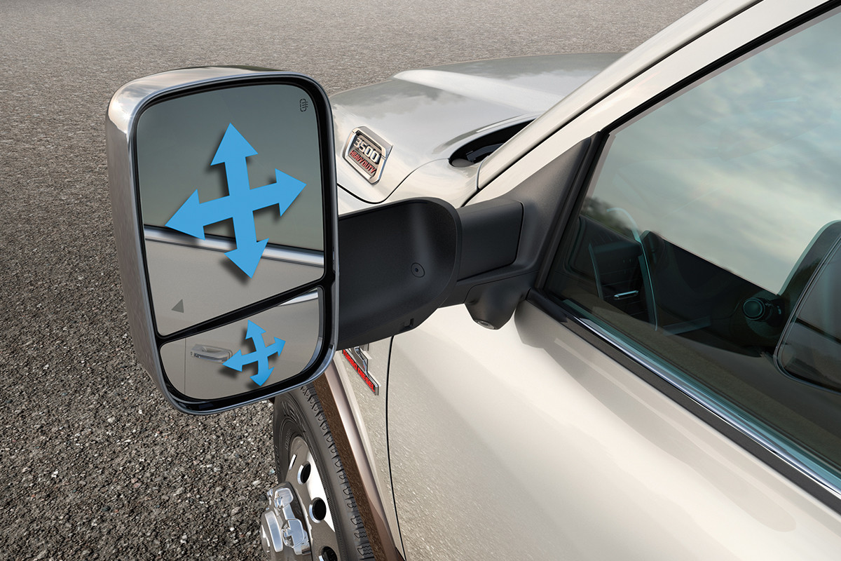 Extérieur du Ram 3500 2019 montrant les rétroviseurs convexes à commande électrique.