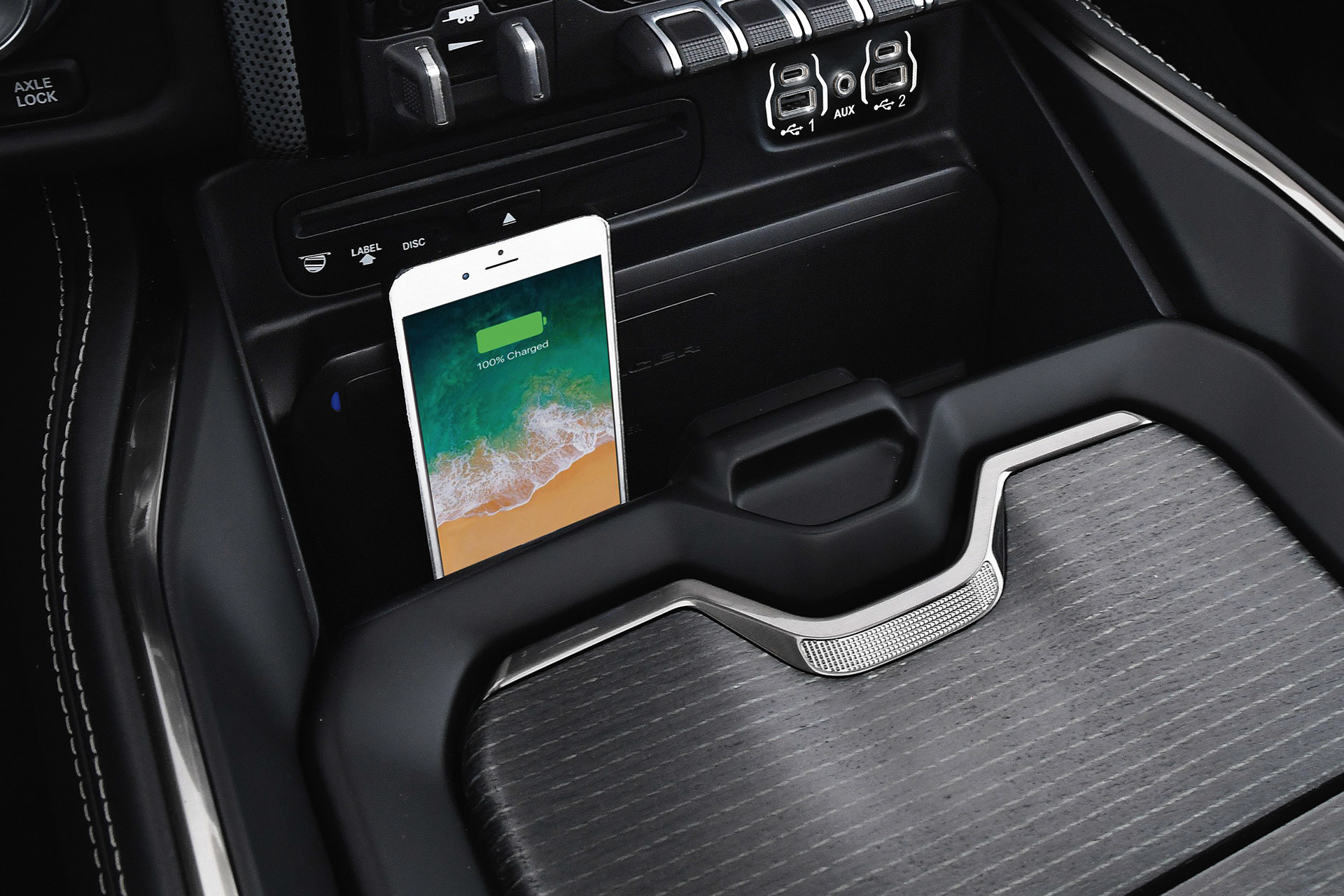 Iphone charging wirelessly via centre console on a 2020 Ram 3500.