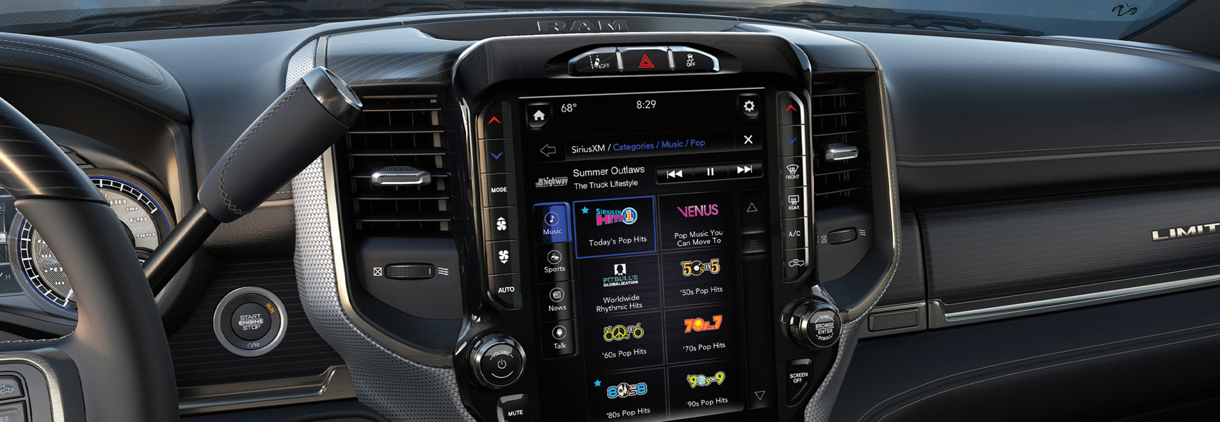Close up view of the Uconnect® 5 multimedia centre in the 2022 Ram 3500