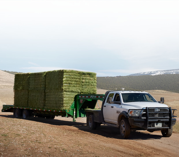 2018 RAM Chassis Cab side view towing hay