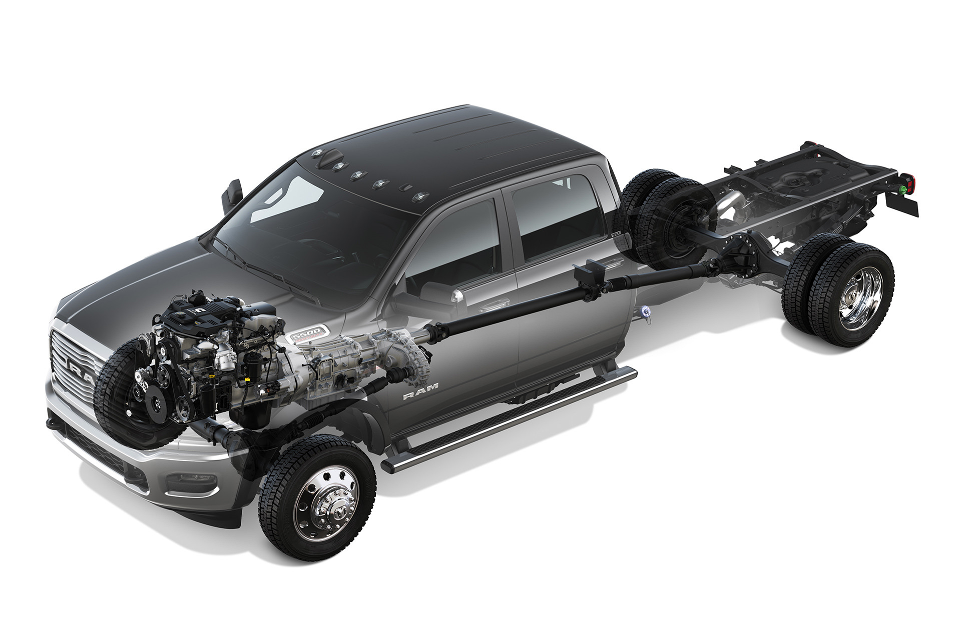 2019 Ram Chassis Cab exterior showing an image of the powerful drive train.
