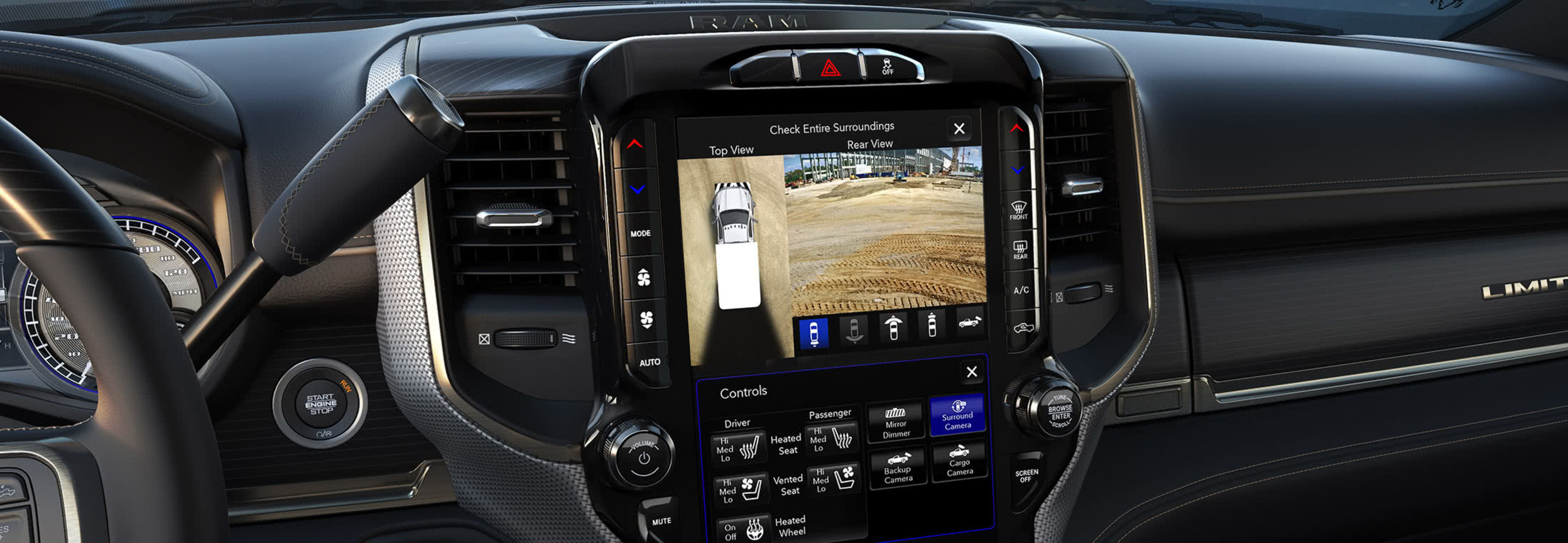 A close-up of a full-colour high-definition image displayed on the Uconnect touchscreen inside a 2021 Ram Chassis Cab.