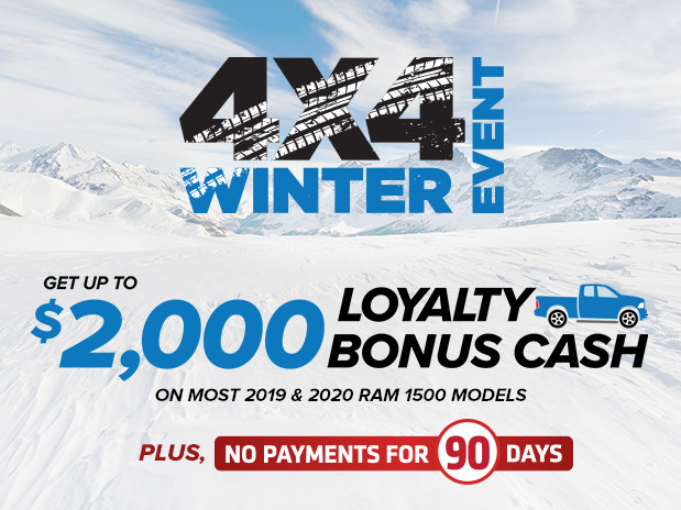 Get up to $2,000 loyalty bonus cash on most 2019 & 2020 Ram 1500 models