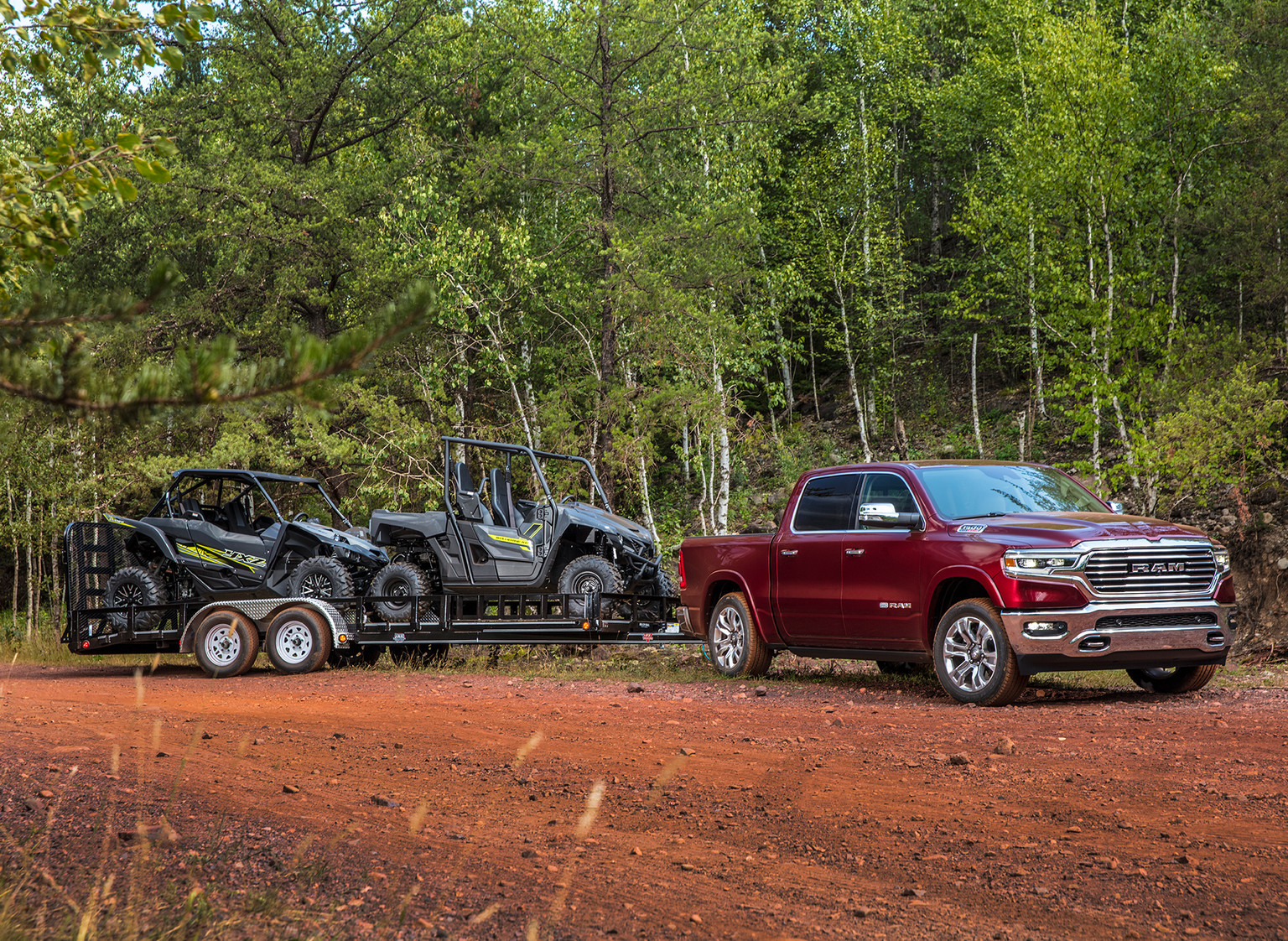 Grey 2019 Ram 1500 Pickup Truck Driving Through the City