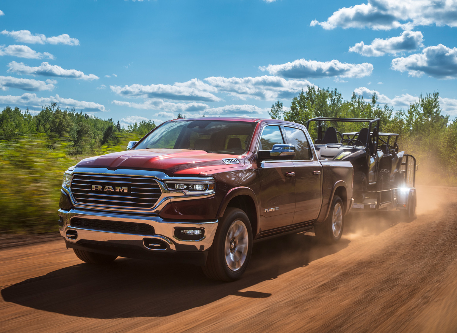 Close-up of brake pad and silver brake caliper of the new 2019 RAM 1500