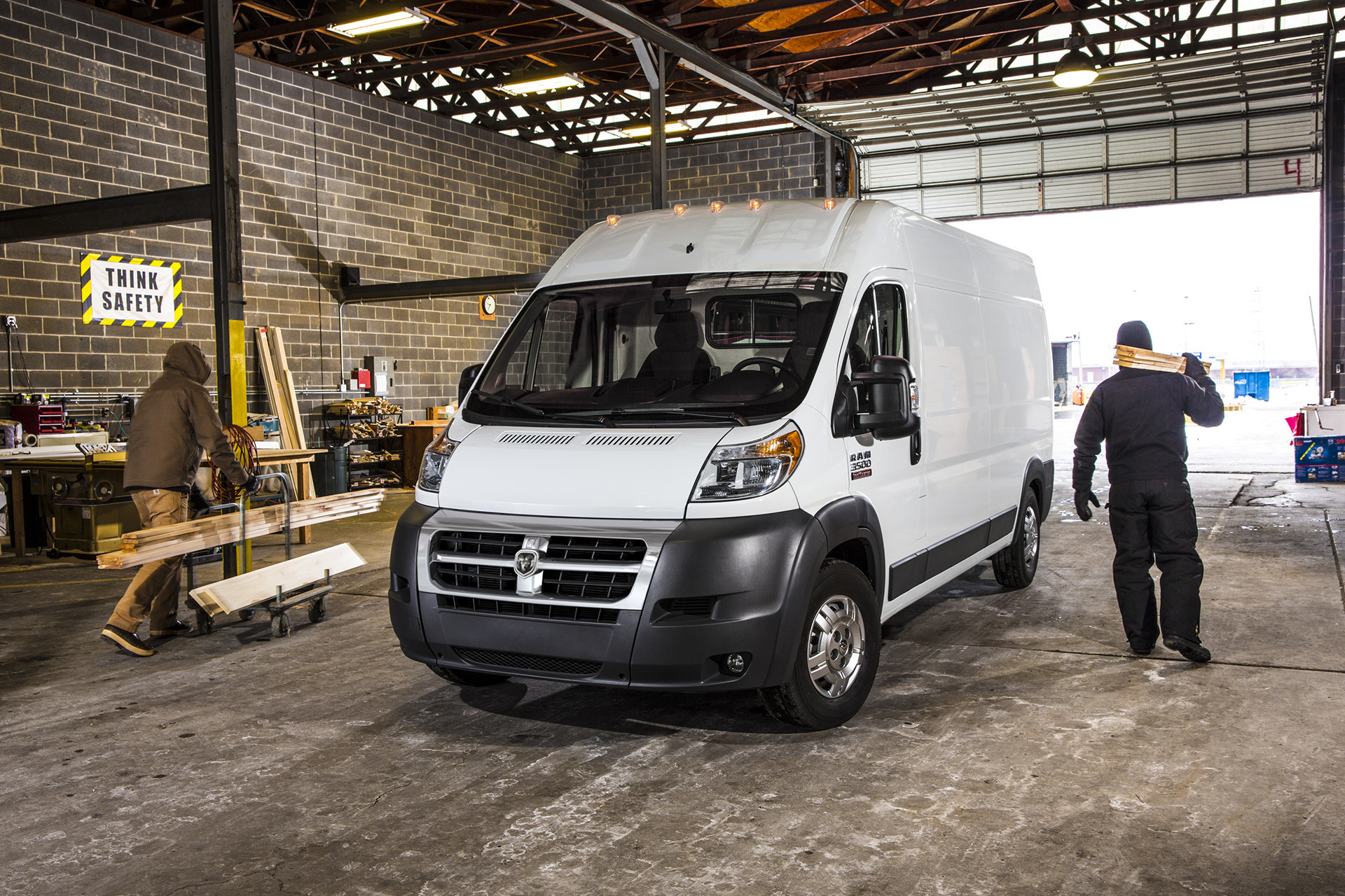 2018 RAM ProMaster van tall and wide windshield with large fold away mirrors