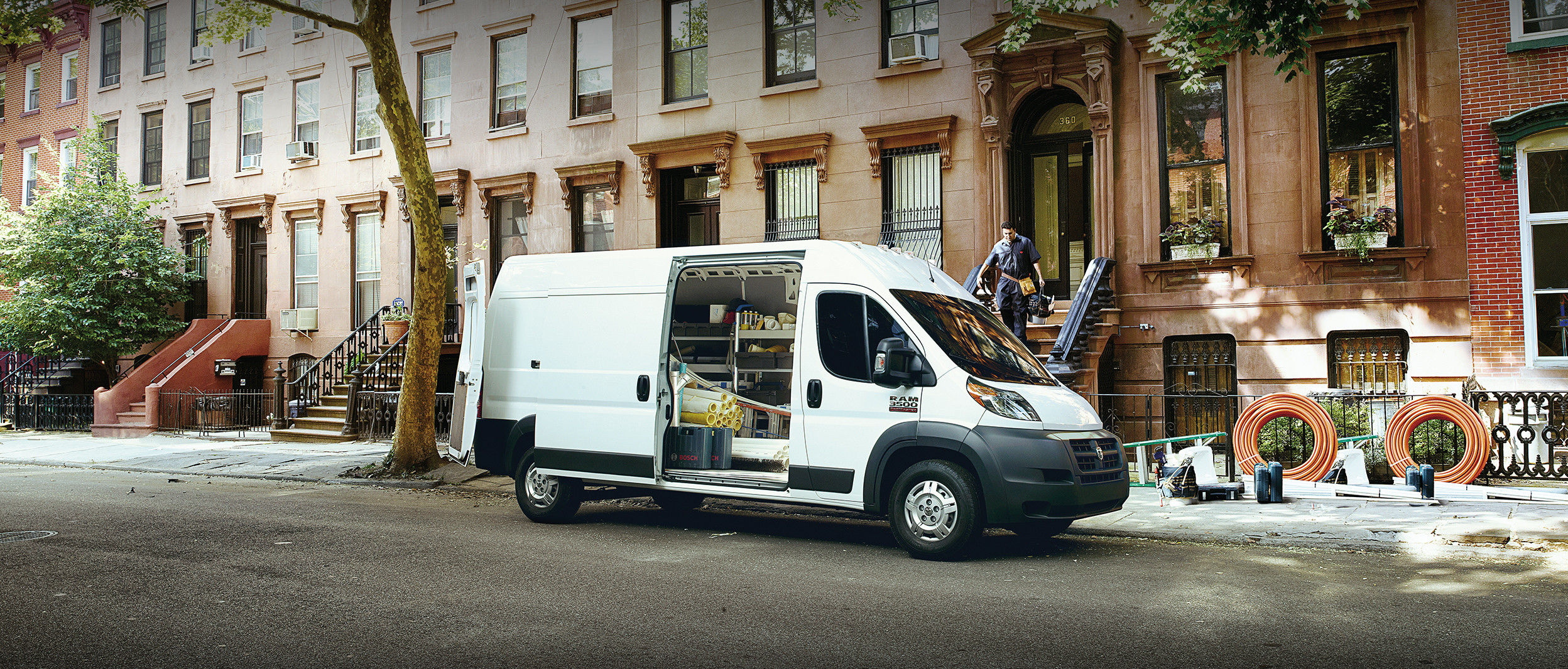 White Ram ProMaster Parked on the Streets