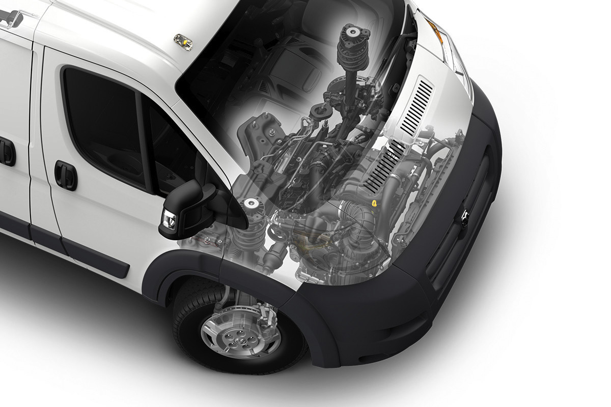 Vue de l'intérieur du Ram ProMaster 2019 montrant les caractéristiques de sécurité