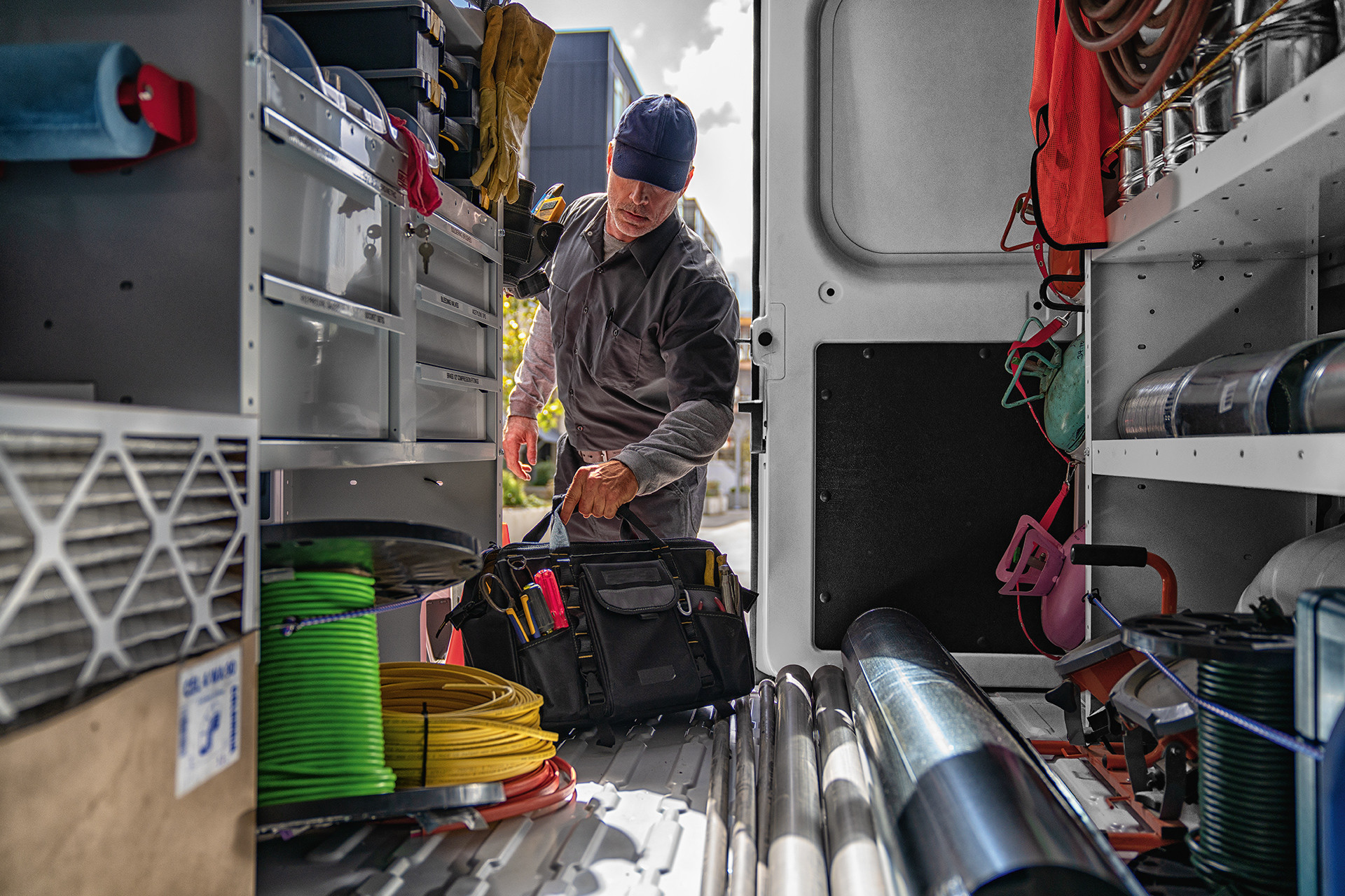 2019 Ram ProMaster cargo space used as a work area