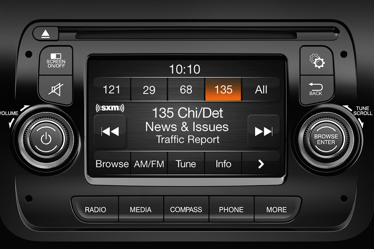 Close-up of the entertainment system screen and controls.