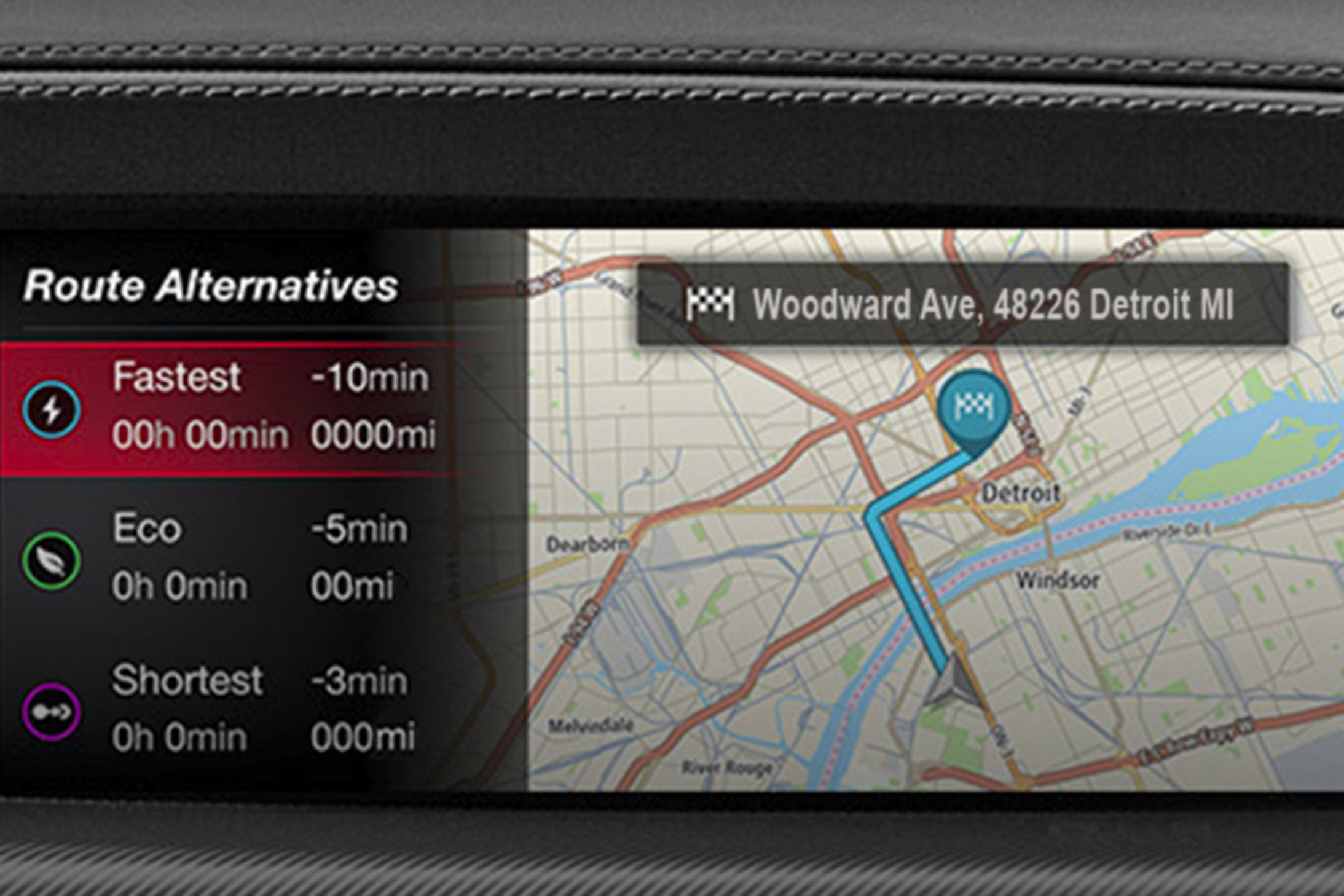 Navigation system in the 2026 Alfa Romeo Giulia showing route alternatives on screen.
