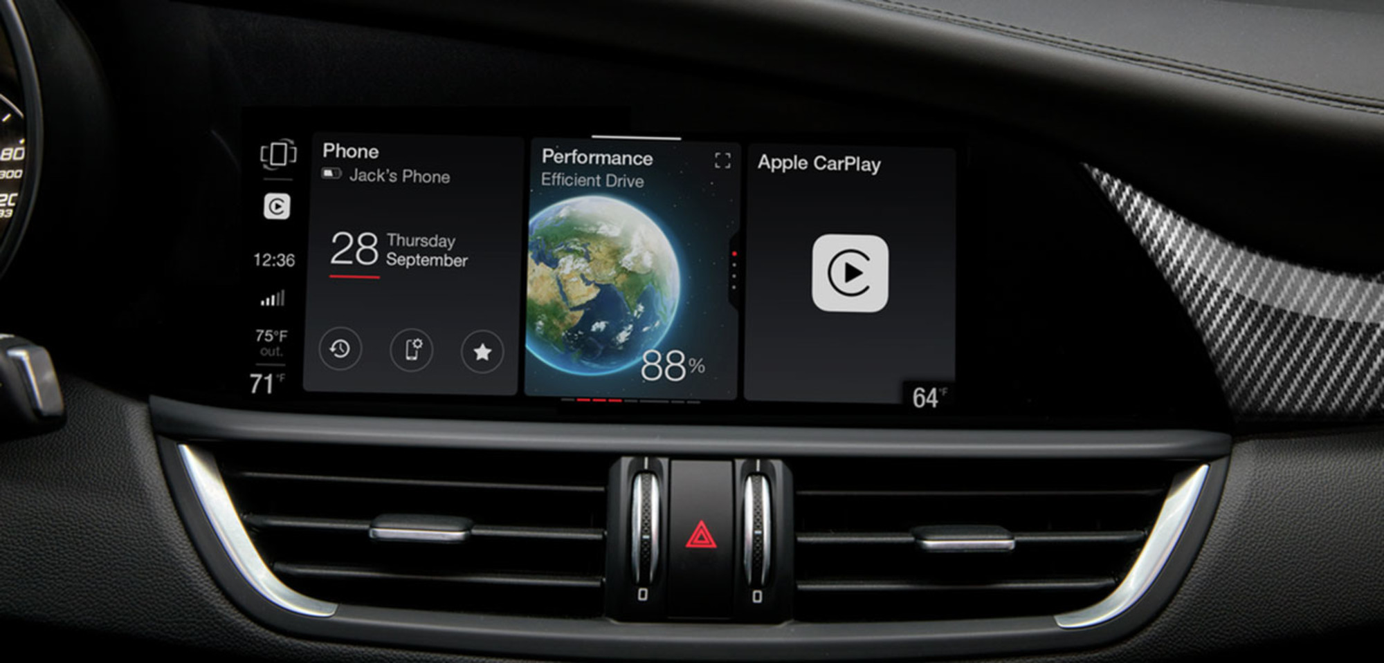 Infotainment display in the 2026 Alfa Romeo Giulia showing modern interface and apps.