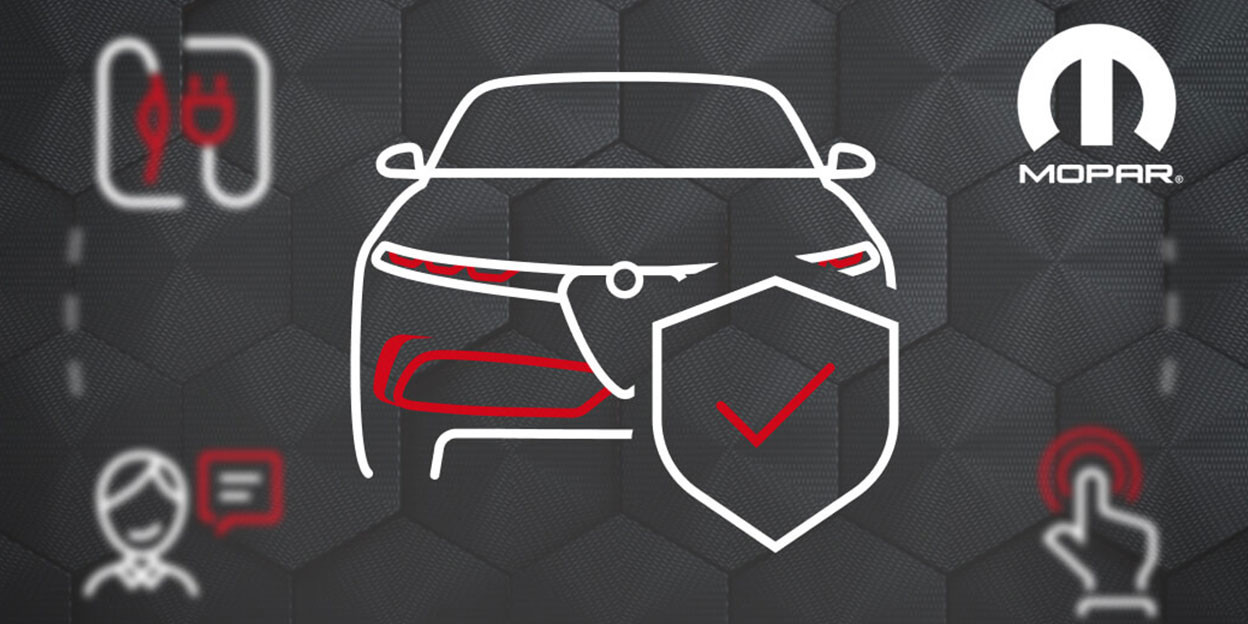 Illustration d'un véhicule Alfa Romeo avec un bouclier et une coche, entouré d'icônes représentant la recharge électrique, le service client et l'interaction numérique, avec le logo Mopar dans le coin. Explorer les services