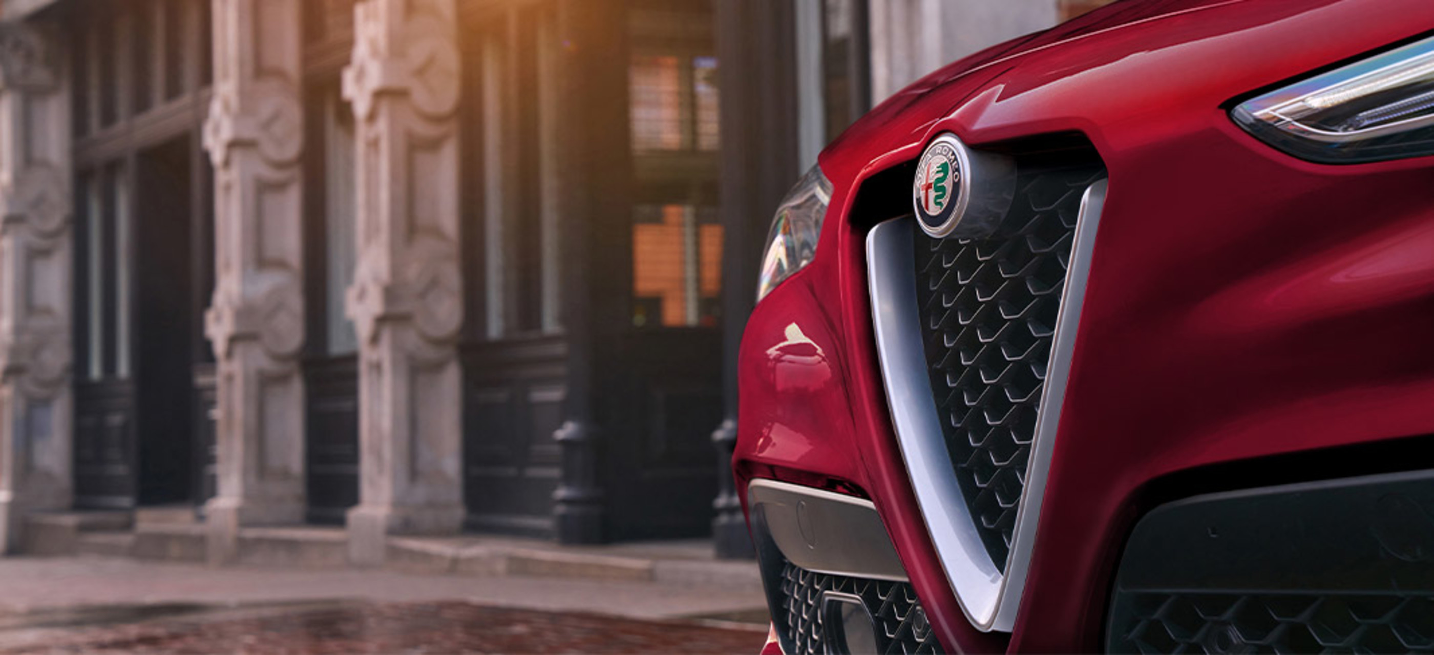 Close up of Alfa Romeo V Scudetto front grille.