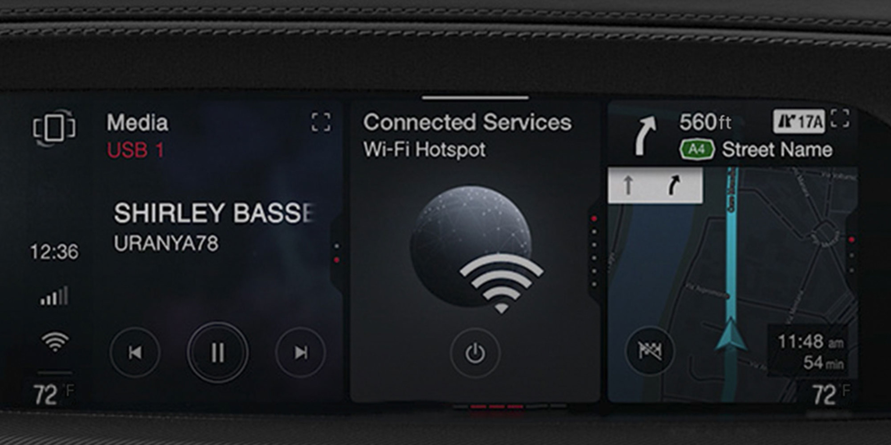 Une vue du système d'infodivertissement à l'intérieur d'une Alfa Romeo Stelvio 2025.