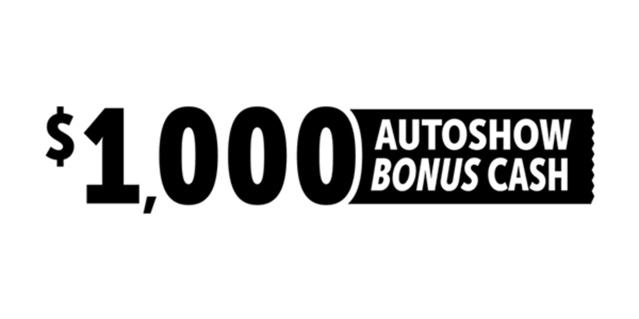 Picture reads out $1,000 Autoshow Bonus Cash. Unlock Limited Time Offer