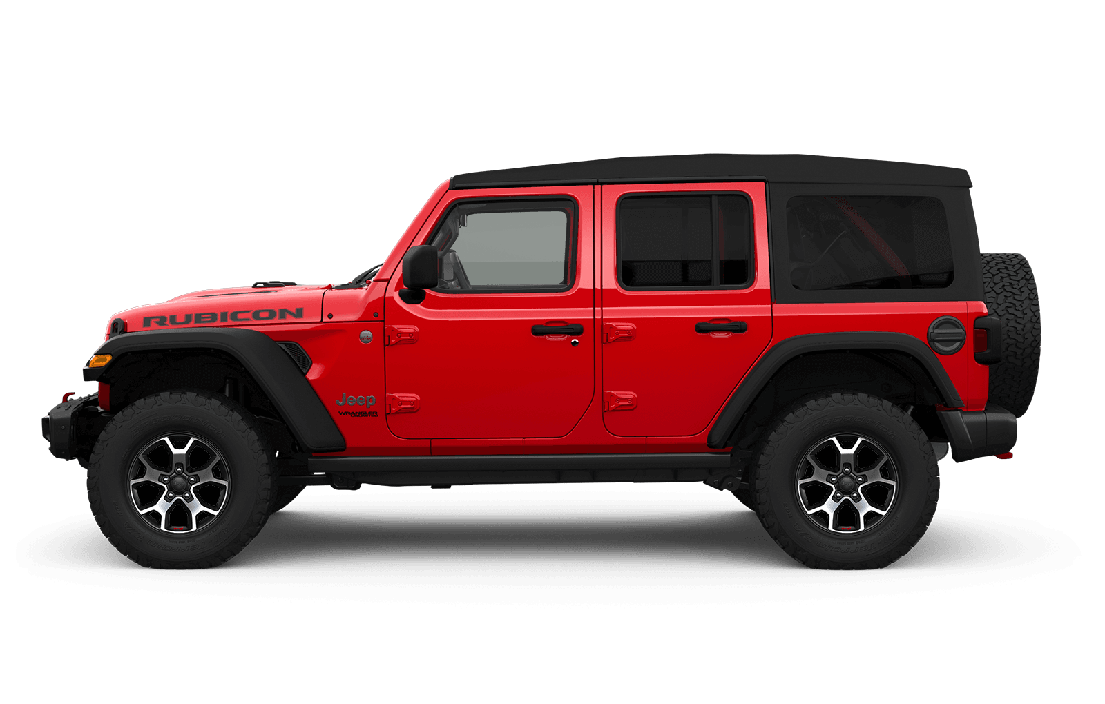 2019 Jeep Wrangler sideview with 17-inch aluminum wheel with black pockets