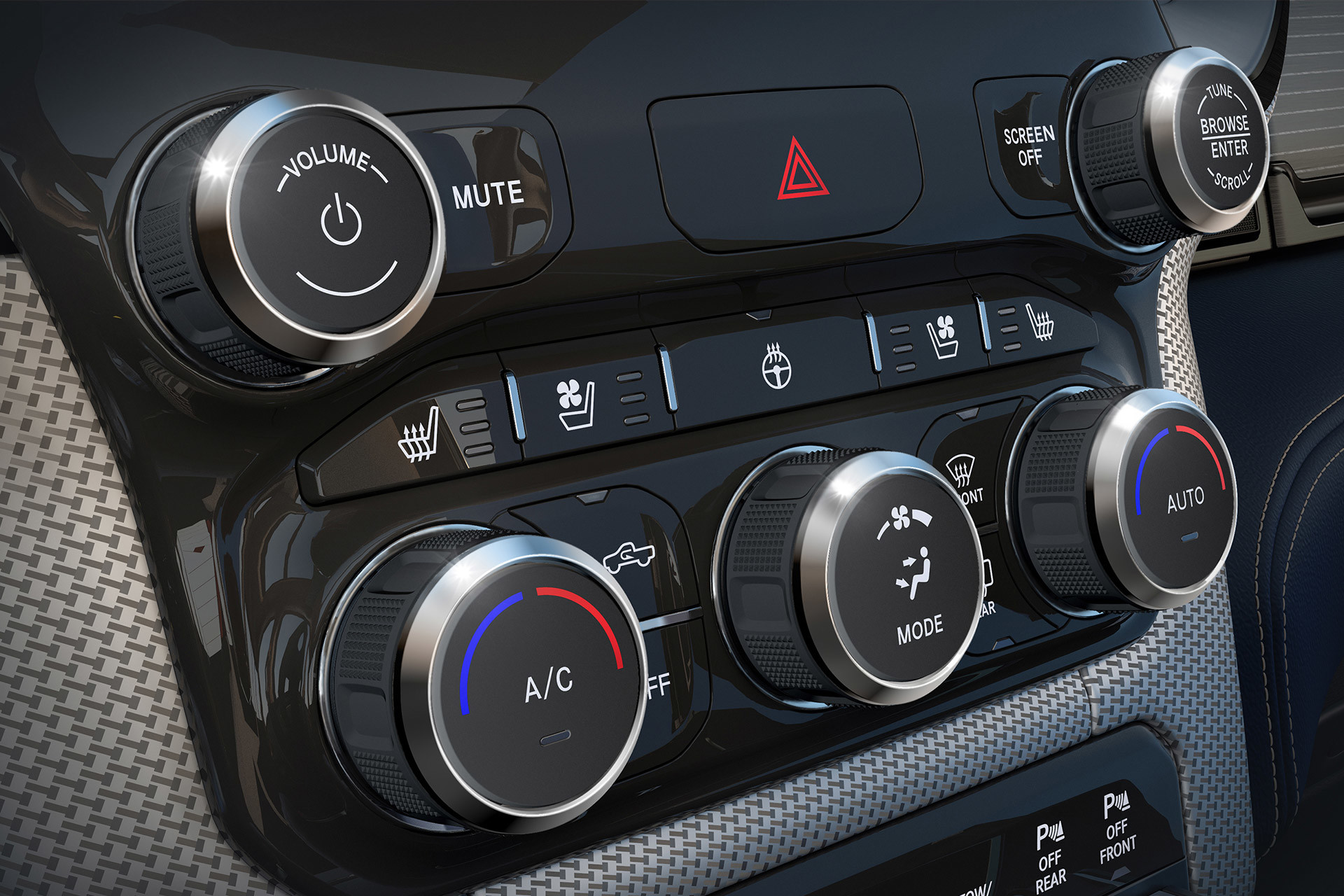 Close up of the climate controls of the 2022 Ram 1500