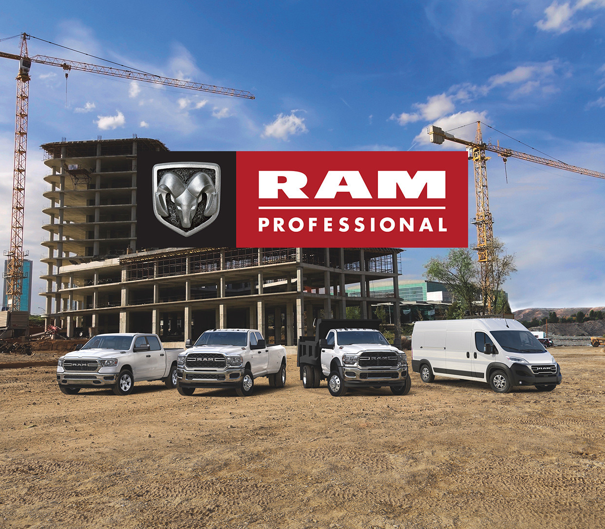 2023 RAM Commercial lineup aerial view.