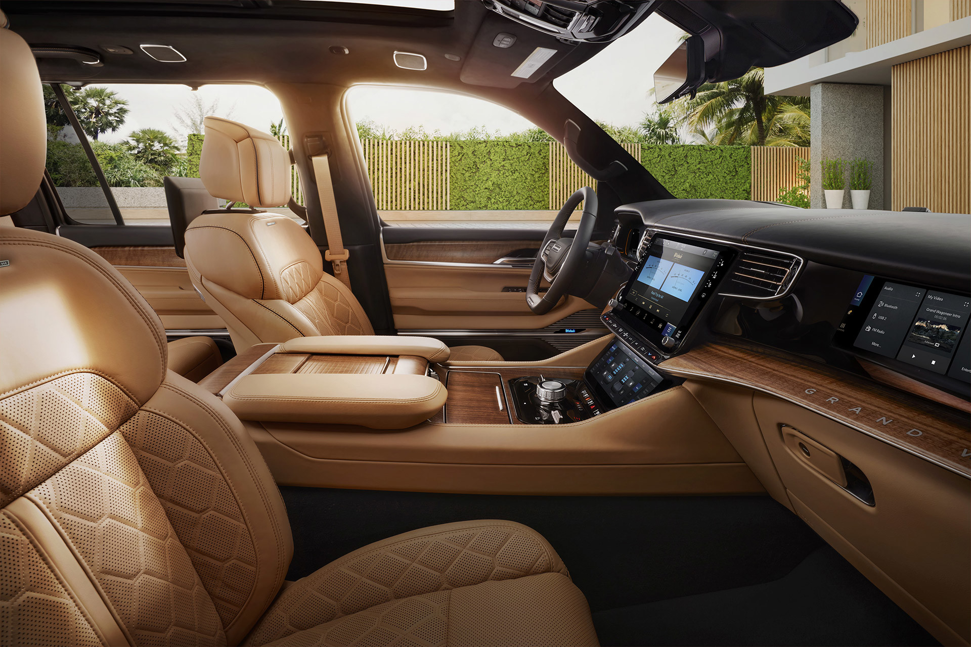 Side view of the interiors in a 2022 Wagoneer