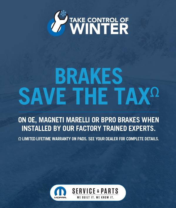 Brakes Save the Tax  Save The Tax on OE, Magneti Marelli or bpro brakes when installed by our factory trained experts≠