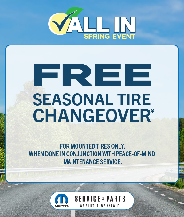 FREE Seasonal Tire Changeover   For Mounted Tires Only. When done in conjunction with Peace-of-Mind Maintenance Service≠