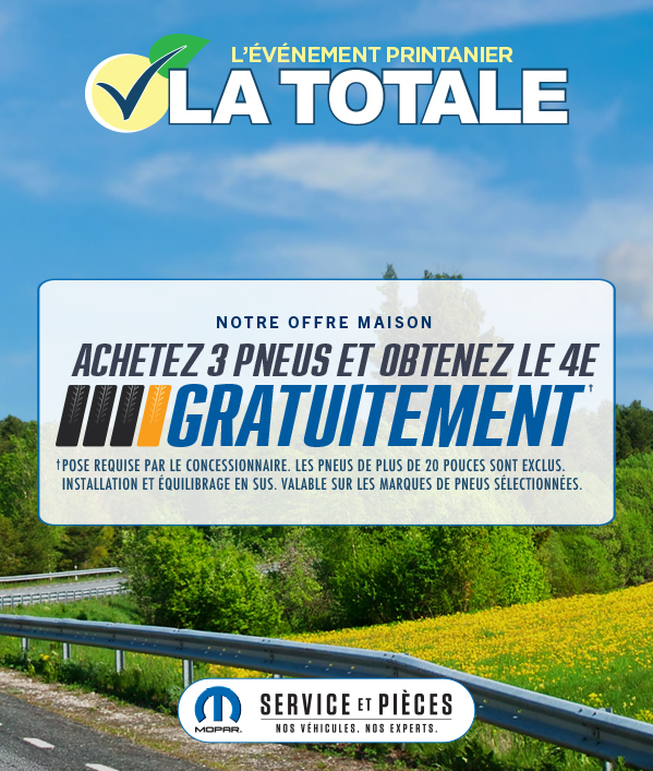 Acheter 3 pneus, obtenez le 4<sup>e</sup> grauitement NOTRE OFFRE MAISON ACHETEZ 3 PNEUS ET OBTENEZ LE 4E GRATUITEMENT≠