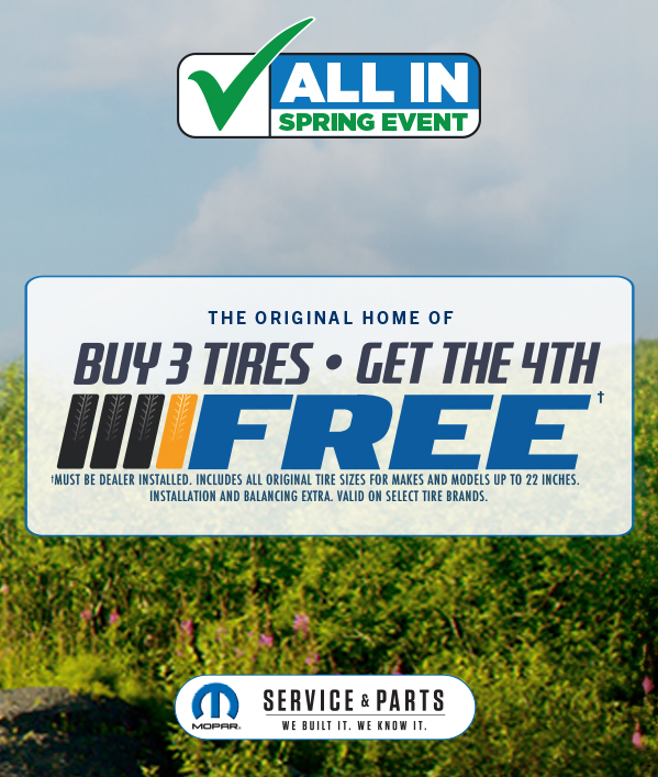 Buy 3 Tires, Get The 4<sup>th</sup> Free THE ORIGINAL HOME OF BUY 3 TIRES GET THE 4TH FREE≠