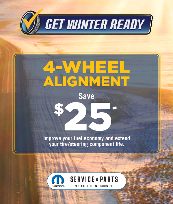 4-Wheel Alignment ≠ Save $25Improve your fuel economy and extend your tire/steering component life.