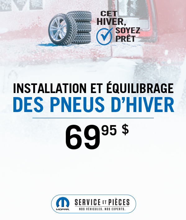 Installation et équilibrage des pneus d’hiver 69.95